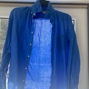 Womens linen button Lacoste shirt. No stains. Nonsmoking home. Cobalt blue.